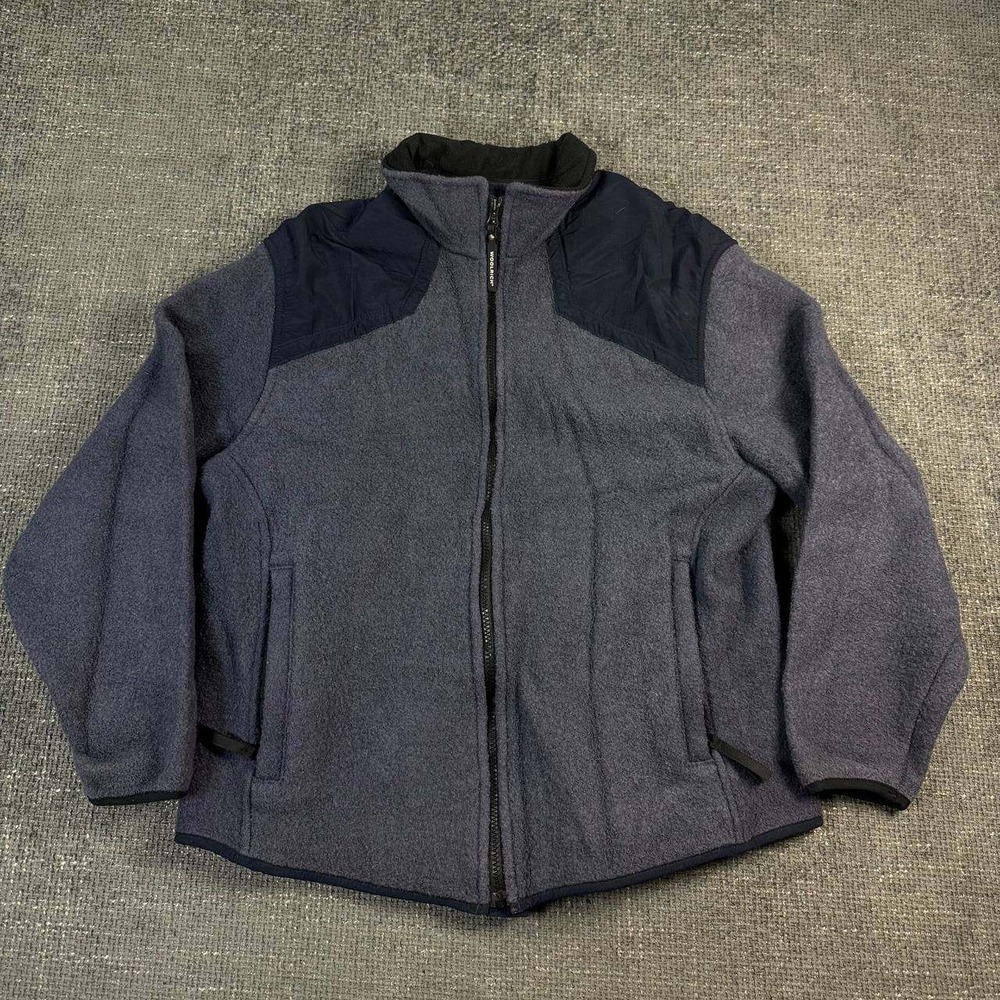 Woolrich TechnoWool Full Zip Fleece Jacket Mens Large Navy Colorblock USA made